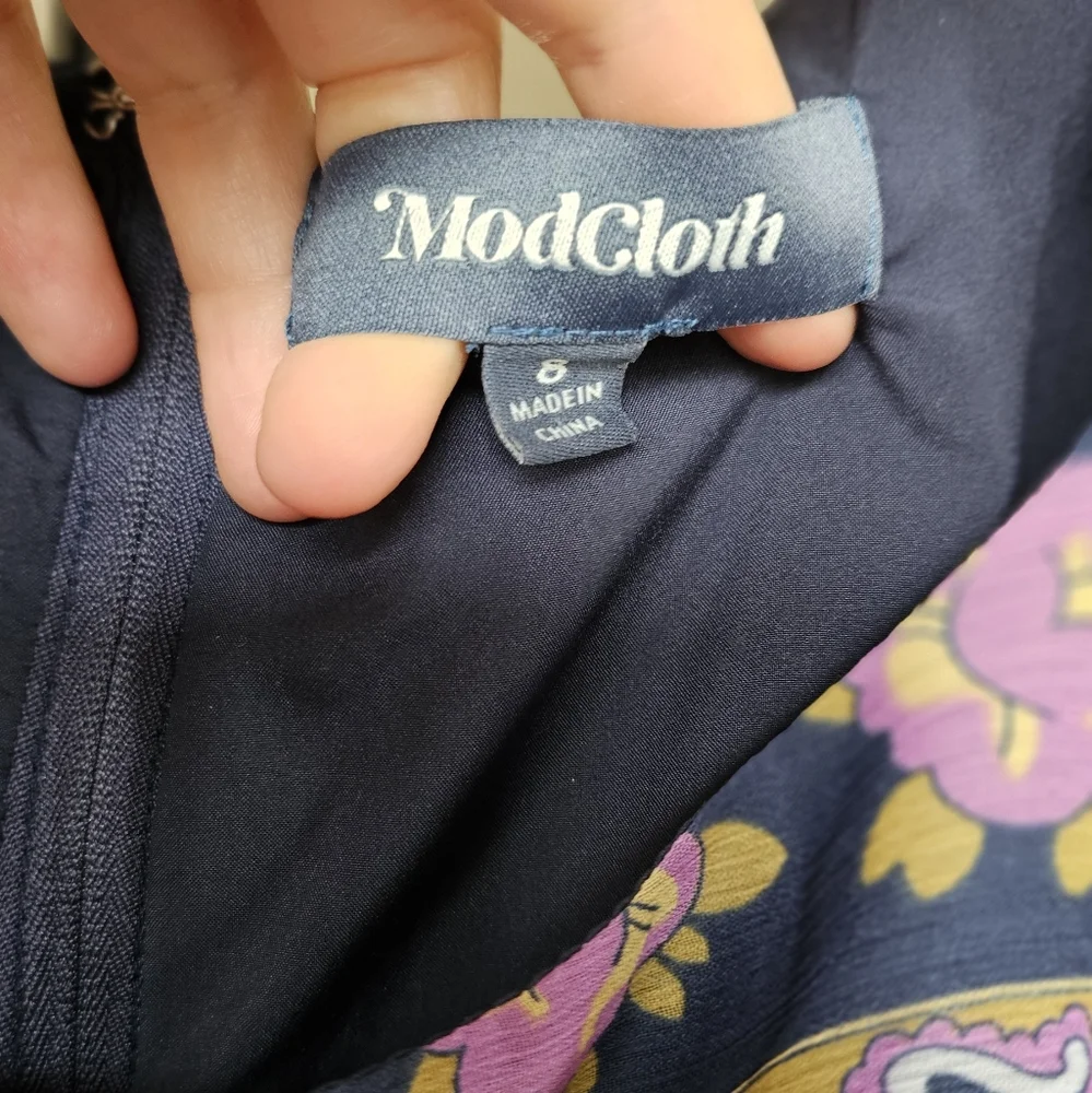 ModCloth Sweet Sixties Floral Paisley Babydoll Mini Dress - Picture 4 of 4